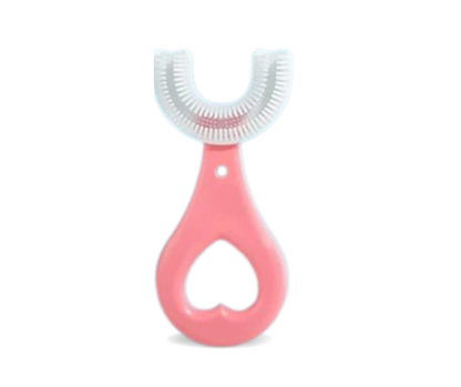 4-piece silicone toothbrush, brown + rose color 