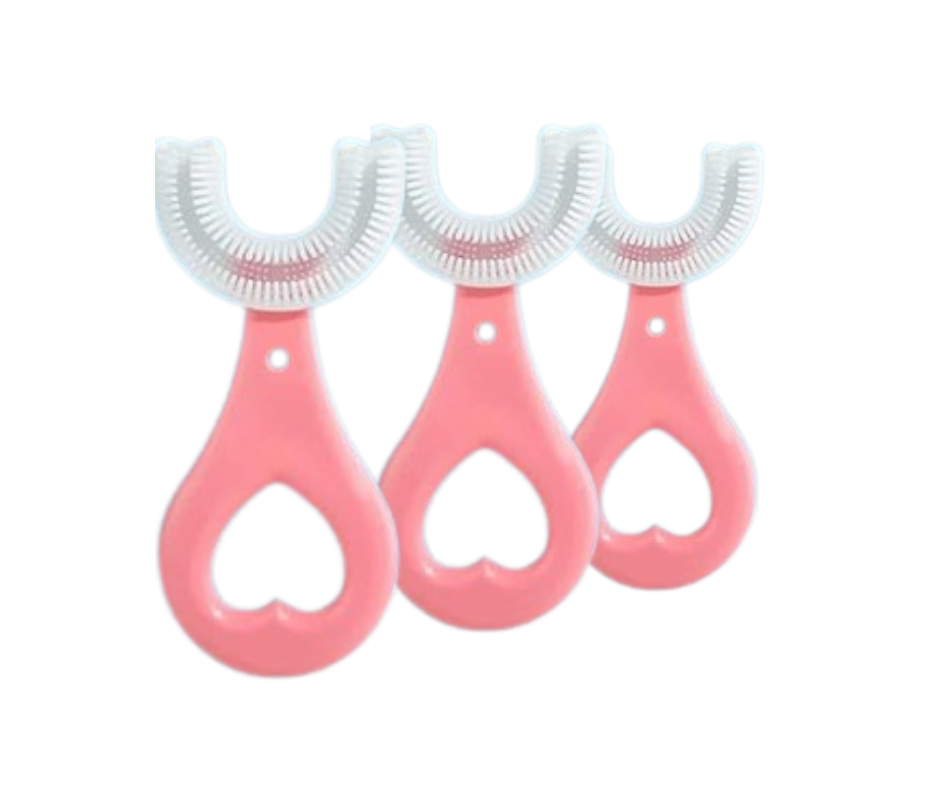 3-piece silicone toothbrush, rose color