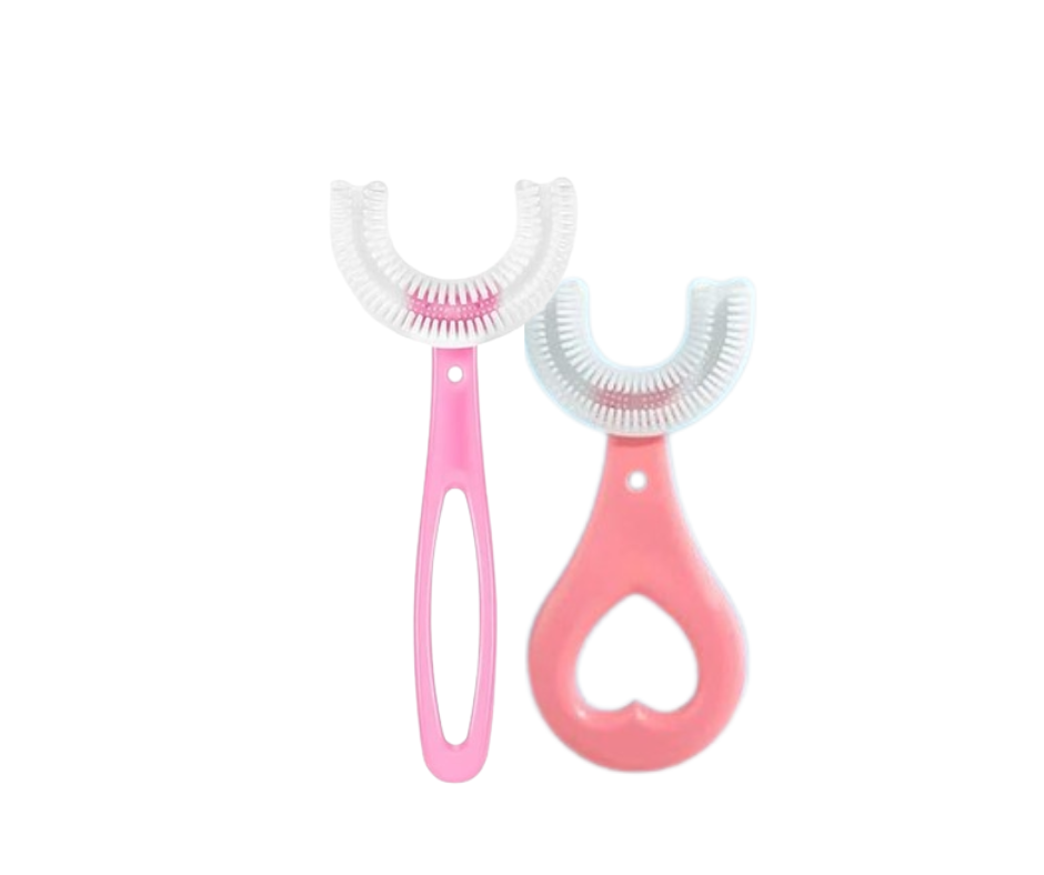 2-piece silicone toothbrush, rose color