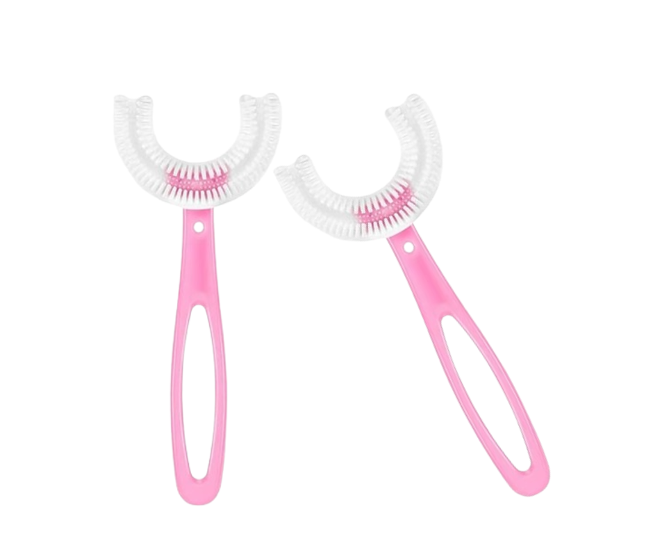 2-piece silicone toothbrush, rose color